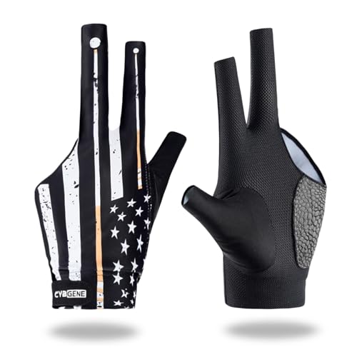 CybGene Billiard Pool Gloves for Left Hand 3 Finger, Quick-Dry Breathable, Shooters Snooker Cue Sport Glove Popular Sizes