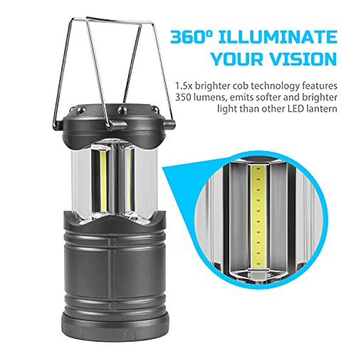 Lichamp LED Camping Lantern, 4 Pack Battery Powered Flashlight for Power Outages, Portable Collapsible Hanging Light Essen...