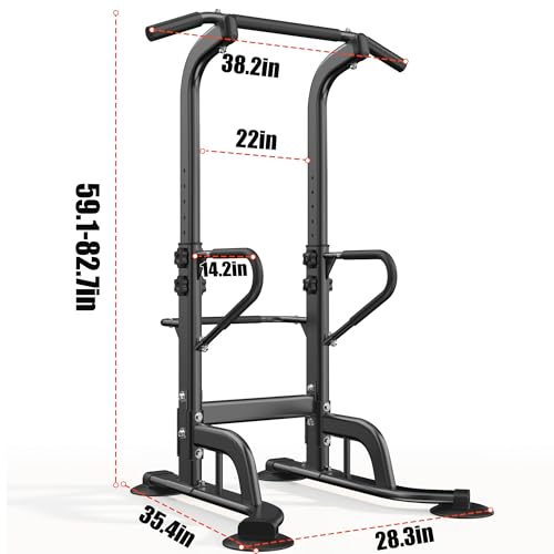 SogesHome Power Tower 11 Height Adjustable Pull Up Bar and Dip Station Multi-Function Strength Training Fitness Equipment ...