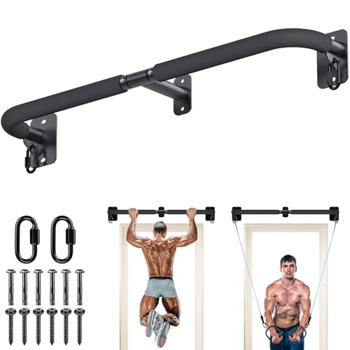 SELEWARE Heavy Duty Wall Mount Pull Up Bar, 450LB Capacity Joist Mount Chin Up Bar for Doorway, Sturdy Steel Construction,...