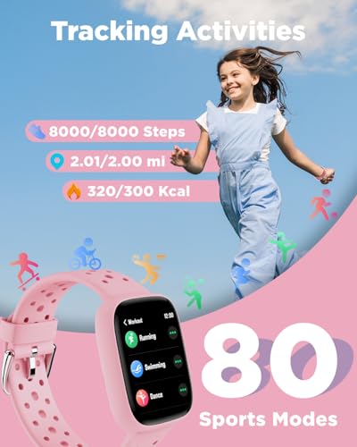 BIGGERFIVE Smart Watch for Kids, 1.8" Fitness Tracker Watch Pedometer, Heart Rate, Sleep Monitor, IP68 Waterproof, Calorie...