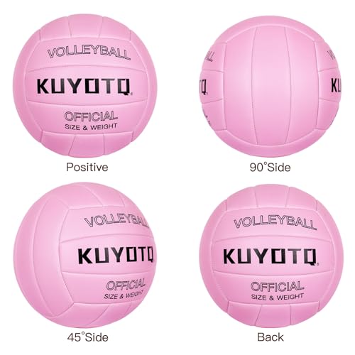 KUYOTQ Pink Volleyball - Official Size 5 Soft Composite Leather Cover, Indoor Outdoor Beach Light Volleyball for Training...