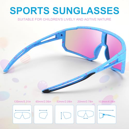 CMBJJU 3PACK Kids Sunglasses for 6-14 Boys Girls, Youth Baseball and Cycling UV400 Protection Goggles