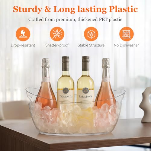 Ice Buckets for parties Wine Bucket, Clear Acrylic 5.5 Liter Plastic Tub for Drinks and Parties, Food Grade, Perfect for W...