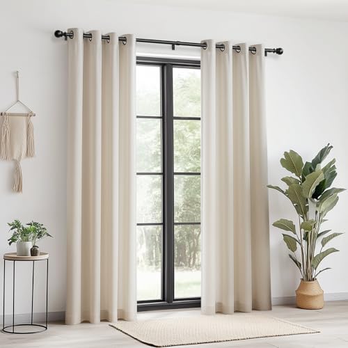 Zeerobee Curtain Rods for Windows 48 to 84, 1 Inch Adjustable Heavy Duty Black Curtain Rod, Outdoor Indoor Room Divider Mo...