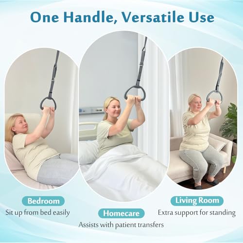 AOSSA Bed Trapeze for Elderly Pull Up, Stand Assist Lift Bar, Hospital Bedside Trapeze for Bed Mobility & Transfer, Ceilin...