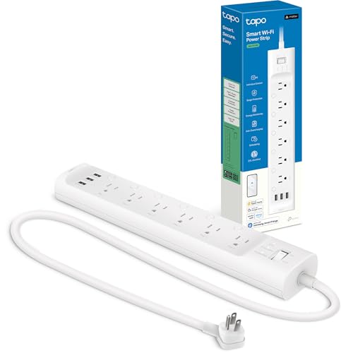 Tapo Smart Wi-Fi Power Strip- 6 Individually Controlled Smart Outlets and 3 USB Ports with Surge Protection, Matter, Works...