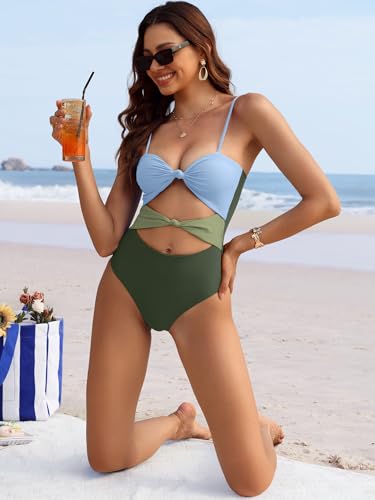 ANRABESS Women One Piece Swimsuits Tummy Control Bathing Suit Twist Cutout Adjustable Straps Swimwear Beach Vacation Clothes