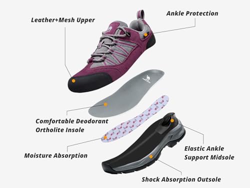 CAMEL CROWN Women's Hiking Shoes Lightweight Non-Slip Breathable Outdoor Trail Trekking Sneaker Walking Low Height
