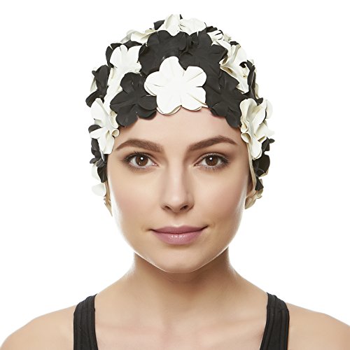 BEEMO Floral Petal Ladies Bathing Swim Cap Women Retro Swim Hat Long/Short Hair