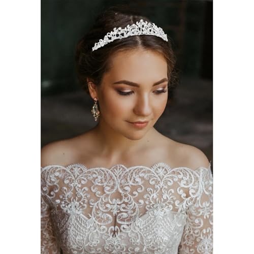 Aprince Silver Tiaras and Crowns for Women Wedding Tiaras for Bride Rhinestone Princess Crown for Women Hair Accessories f...