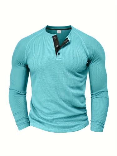 1 Piece Men's Waffle Long Sleeve Shirt, Stylish Thermal Top for Casual & Outdoor Multi-Season Wear
