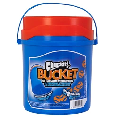 Chuckit! Ultra Ball Dog Toy with Chuckit! Cleaning Bucket, Bouncy Fetch Pet Toys For Dogs 20-60 lbs, Interactive Dog Toys,...