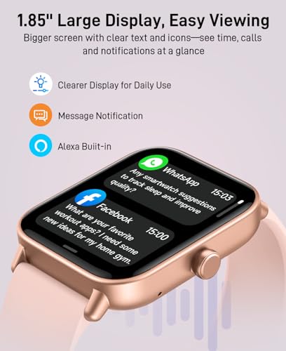 Smart Watches for Women (Make/Answer Calls), Alexa Built-in Smart Watch for Android/iPhones with Receive Messages/Emails/R...