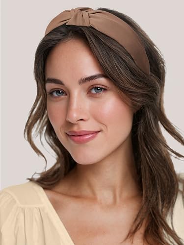 Sunolga 7 Pack Brown Headbands for Women Girls Non Slip Floral Padded Hairbands Cute Pearl Head bands Wide Headbands Trend...