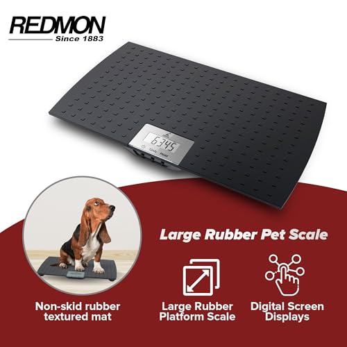 Redmon Digital Dog Scale for Large Pet & Animal with Non-Skid Mat, 225 Lb Capacity, Black - Portable Weighing Scale for Do...