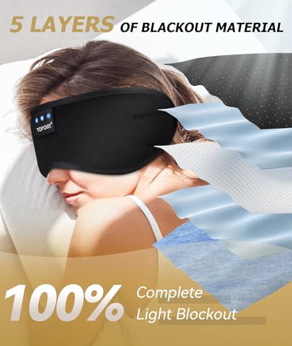 TOPOINT Sleep Mask with Headphones Bluetooth 5.4 Wireless, Sleep Headphones Earphones Earbuds with Microphone HD Speakers ...