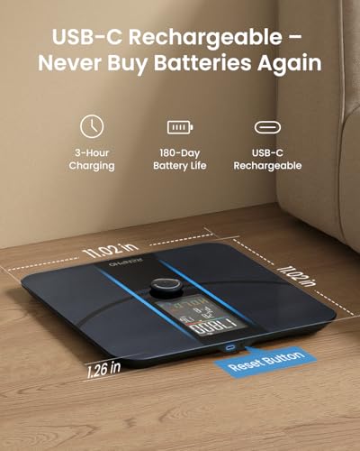 RENPHO Smart Scale for Body Weight, Body Fat Scale for BMI, Body Fat, Muscle Mass, RENPHO Smart Body Measuring Tape, Recha...
