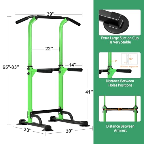 DlandHome Power Tower Pull Up Dip Station Multi-Function Fitness Equipment for Strength Training Adjustable Height Dip Sta...
