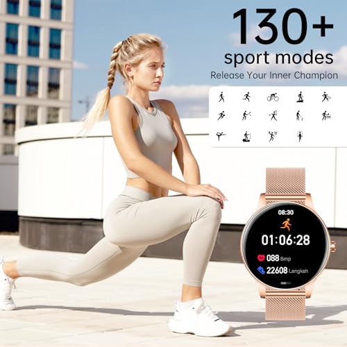 Smart Watch for Women(Answer/Make Calls), 1.27" HD Screen Fitness Tracker with Heart Rate/Sleep Monitor, 130+ Sport Modes ...
