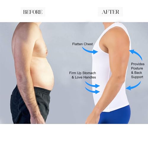 Insta Slim -Made in USA- Compression Tank-Top Shapewear for Men. Tummy Control Slimming Body-Shaper for Belly & Back Support