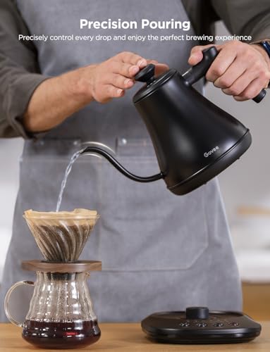 Govee Smart Electric Kettle, WiFi Variable Temperature Gooseneck Pour Over Kettle and Tea Kettle, Alexa Control, 1200W Qui...