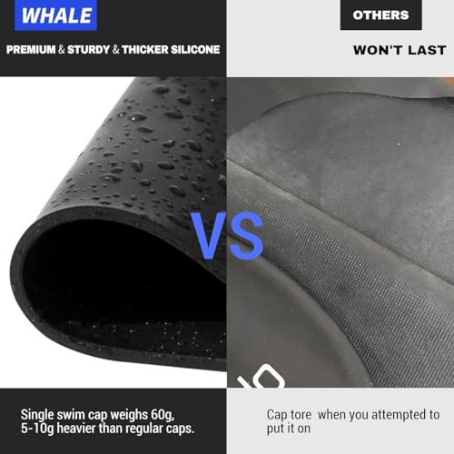 WHALE Extra Large Swim Cap for Women Men, Durable Silicone Swimming Hat with Ear Protection, Unisex Adults Bath Swimming C...