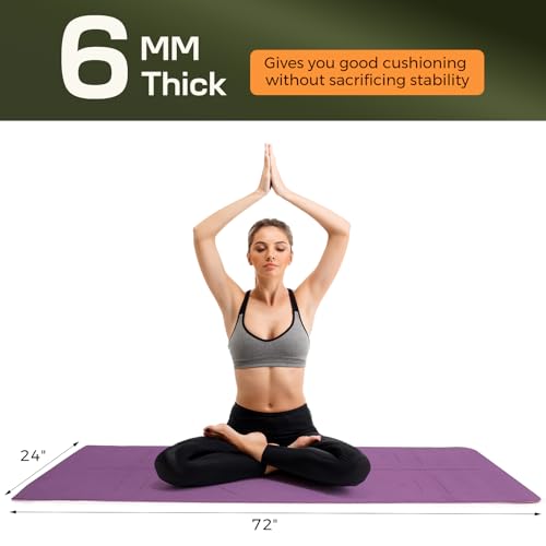 Yoga Mat Non Slip, Anti-Tear 0.24" Thick TPE Yoga Mats for Women and Men, 72"x24" Exercise & Fitness Mat with Carrying Str...