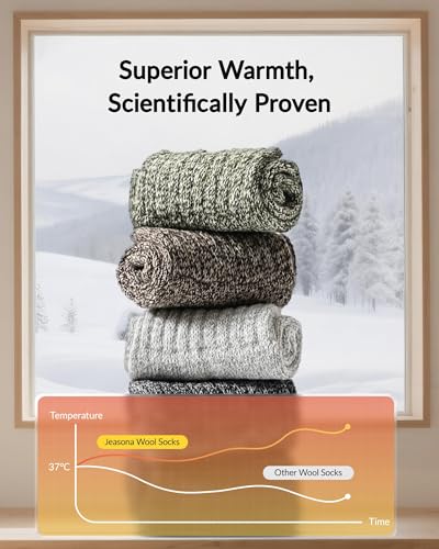 Jeasona Wool Hiking Socks for Women Warm Winter Thermal Thick Socks for Cold Weather Cozy Gifts for Women Mom 5 Pairs