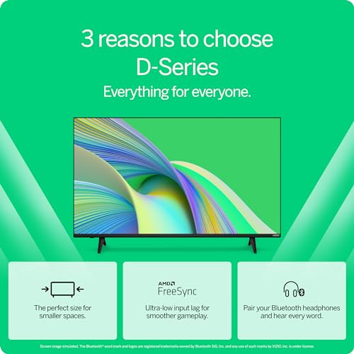 VIZIO 24-inch D-Series FHD LED Smart TV w/Bluetooth Headphone Capable, AMD FreeSync & Alexa Compatibility, D24fM-K01, 2023...