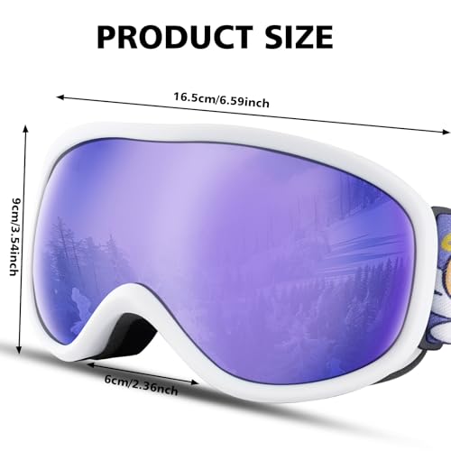 Kids Ski Goggles OTG Kids Snow Goggles Anti Fog UV Protection Snowboard Goggles, Helmet Compatible for Boys Girls Toddler