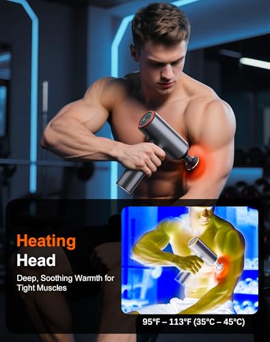 arboleaf Thermal Massage Gun Deep Tissue with Heat, Handheld Muscle Percussion Massager with Full-Metal Head, 6 Replacemen...