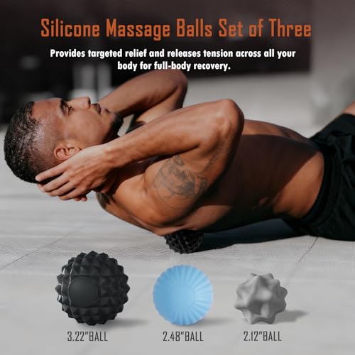 YIXIUTEN Deep Tissue Silicone Massage Ball Set for Plantar Fasciitis Relief & Muscle Recovery - Trigger Point and Myofasci...