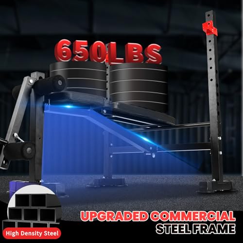 MAIDOMA 1500LBS 8 in 1 Weight Bench Set with Leg Extension/Curl and Preacher Curl, Bench Press Set and Barbell Rack with S...