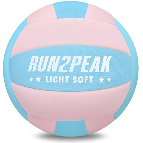 RUN2PEAK Super Soft Light Volleyball - Safe and Quiet Fabric Volleyball Ball for Indoor Play - Official Size 5 Kids Youth ...