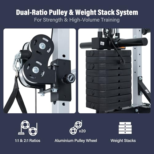 Major Fitness Drone MAX V Smith Machine with Weight Stacks, All-in-One Home Gym Squat Rack--2500LB Capacity, Dual LAT Pul...