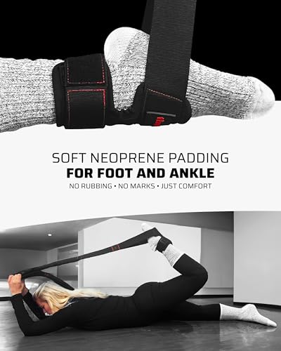 THEFITGUY Quad Stretch Strap with Ankle Support – Physical Therapy Band for Legs, Non-Elastic 4-Loop Rehab Strap for Quads...