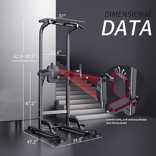 Power Tower Adjustable Height Pull Up & Dip Station Multi-Function Home Strength Training Fitness Workout Station for Home...