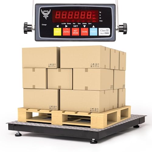 48"x48" Industrial Floor Scale, Heavy-Duty Warehouse Scale with Digital Indicator, Accurate Pallet Scale for Postal Luggag...