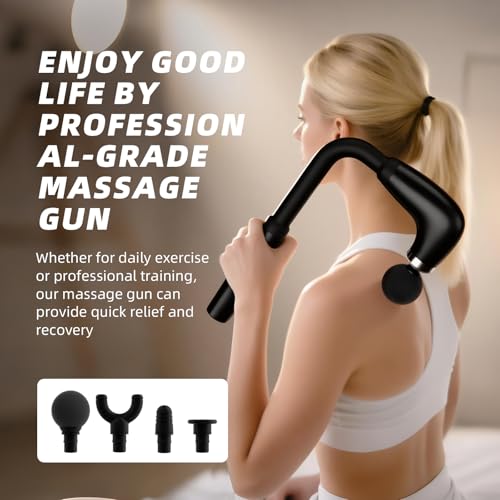 BEONISI Massage Gun with Upgraded Extension Handle,Back Massage Gun Deep Tissue,Back Massager for Pain Relief for Muscles ...