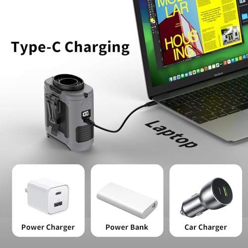 Socool 10000mAh Portable Waist Fan Clip on Wearable Belt Personal Fan Rechargeable Battery operated With 5 Speeds & Flashl...