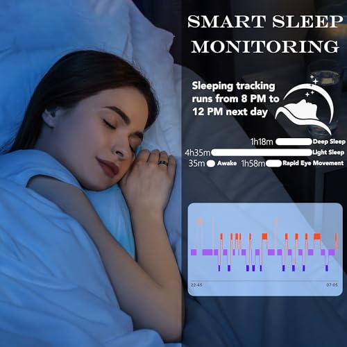 Milavan Smart Health Ring for Women Men Fitness Tracker with Heart Rate, Blood Oxygen, Blood Pressure, Sleep Monitoring, S...