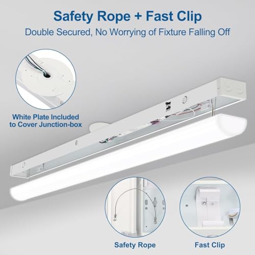 Dakason 4Ft Led Linear Light Fixture  4 Foot Led Shop Lights 40/32/24W 35/40/5000K Cct Selectable  4Feet Commercial Bay Lighting Fluorescent Tube Replacement For Office Garage 4 Pack