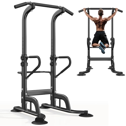 SogesHome Power Tower 11 Height Adjustable Pull Up Bar and Dip Station Multi-Function Strength Training Fitness Equipment ...