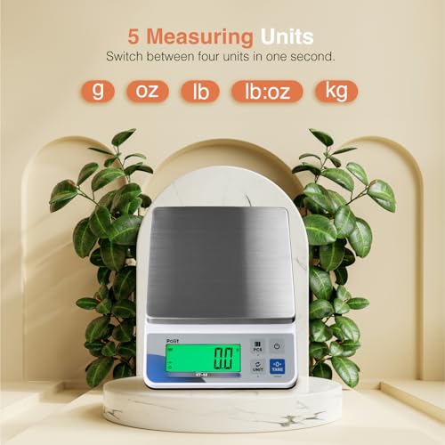 Polit Digital Kitchen Scale KT-66 30lb/13kg｜0.05oz/1g Precision Food Scale with LCD Display｜Battery or Plug-in｜Stainless S...