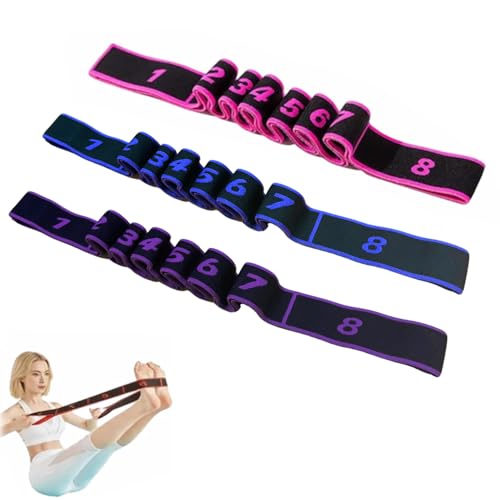 Fitness Resistance Band for Stretching and Yoga, Number Stretch Resistance Band with Clear Markings, 8-Section Elastic Tra...