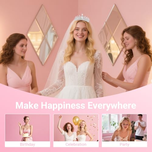 Papoopy Tiara Crown for Women, Headband Hair Accessories for Birthday Wedding Party Costume Silver