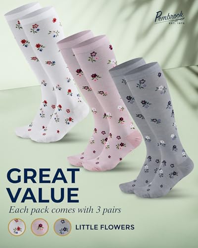 Pembrook 3 Pairs Plus Size Compression Socks Wide Calf - Bamboo Viscose Compression Socks for Women Wide Calf