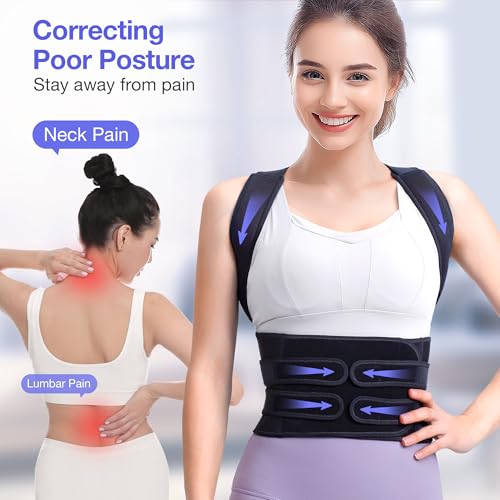 Kepwaa Posture Corrector for Women and Men, Full Back Brace Support, FSA&HSA Eligible, Adjustable Shoulder Straightener fo...