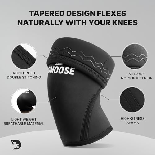 DMoose Fitness Knee Sleeves for Weightlifting (Pair) 78” Knee Wraps for Joint Support, Squats & Powerlifting - Gym Brace S...